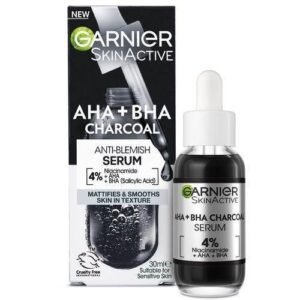 Garnier Pure Active Anti-Blemish Charcoal Serum with 4% Niacinamide, AHA and BHA(salicylic Acid) - Reduced Pimples and Dark Marks - 30ml