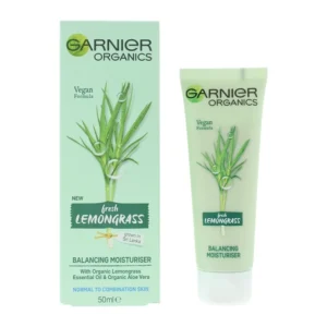 Garnier Organics Fresh Lemongrass Balancing Moisturiser – 50 ml – Certified Organic, Vegan & Recyclable